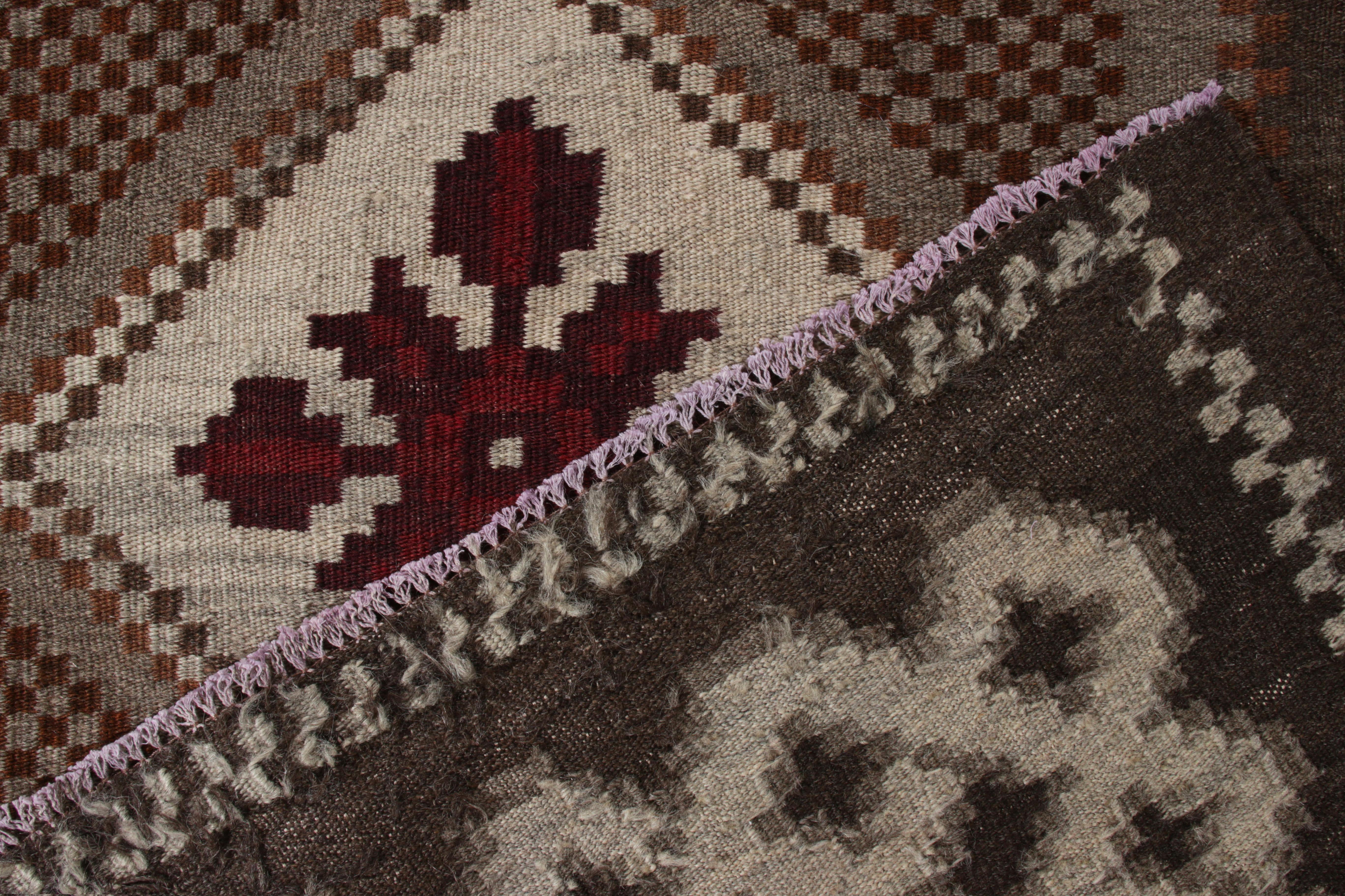 Handwoven Vintage Moldavian Rug in Beige-Brown, Floral Pattern by Rug & Kilim In Good Condition For Sale In Long Island City, NY
