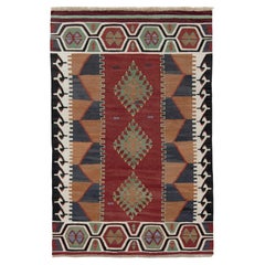 Handgewebter persischer Kelim-Teppich im Vintage-Stil mit roten, braunen Medaillons von Teppich & Kelim