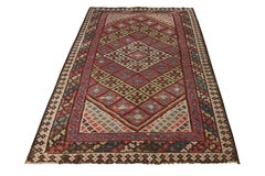 Handwoven Vintage Persian Qashqai Kilim in Red Geometric Pattern by Rug & Kilim