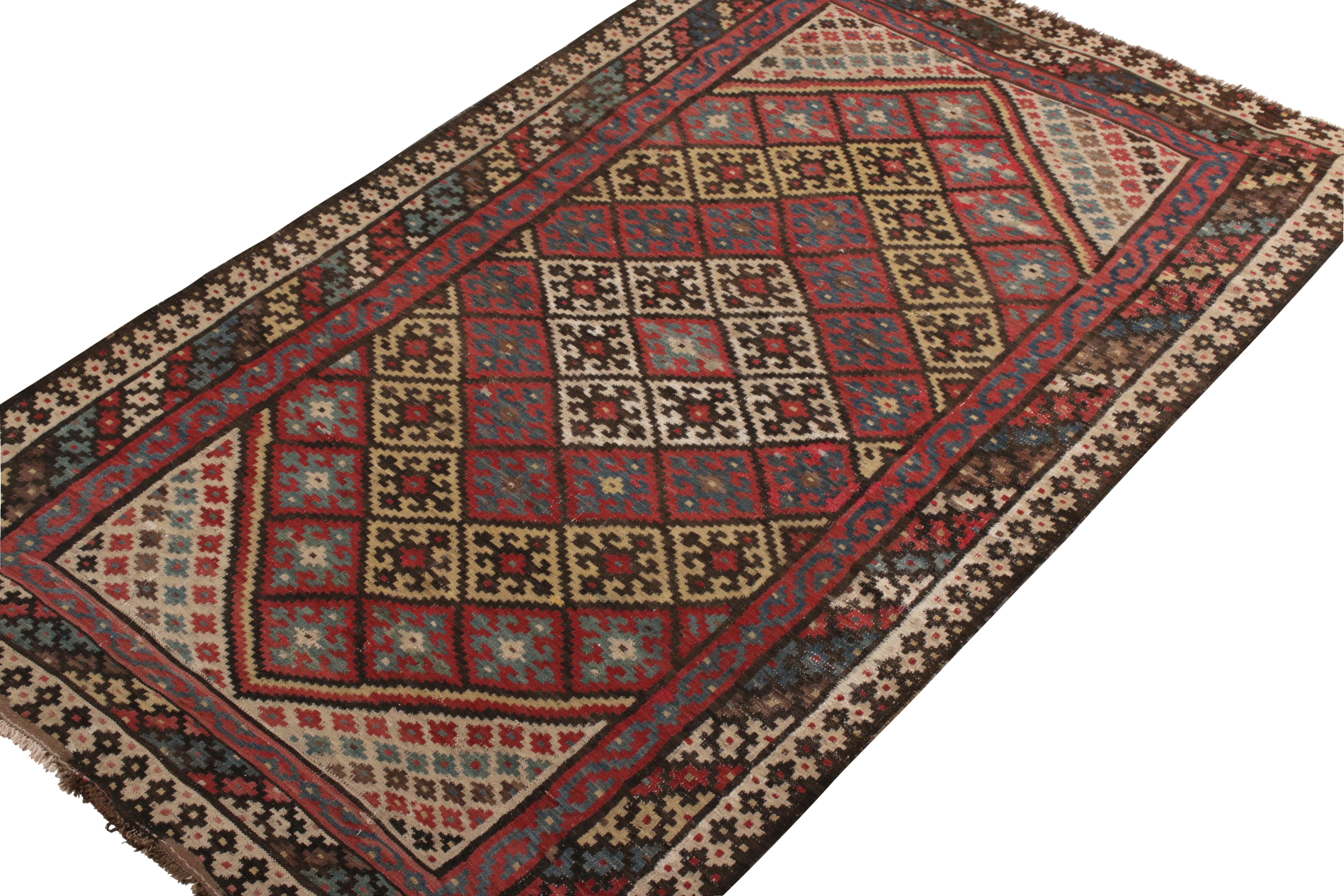 Tribal Handwoven Vintage Persian Qashqai Kilim in Red Geometric Pattern by Rug & Kilim For Sale