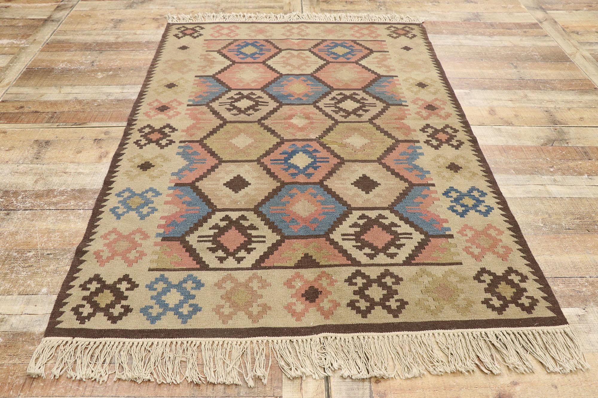 Wool Handwoven Vintage Persian Shiraz Flatweave Carpet For Sale