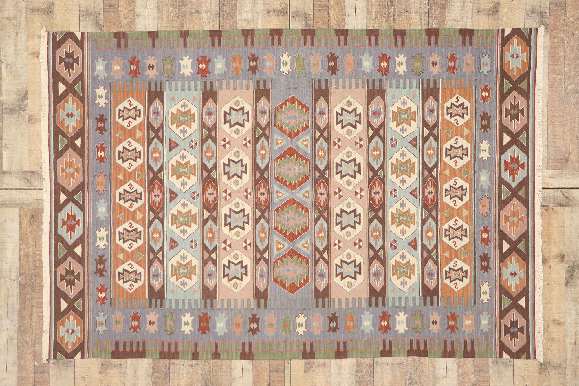 Handgewebter persischer Shiraz Flachgewebe-Teppich im Vintage-Stil im Angebot 1