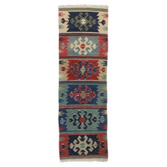 Handwoven Vintage Persian Shiraz Flatweave Carpet