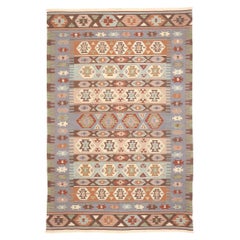 Handwoven Vintage Persian Shiraz Flatweave Carpet