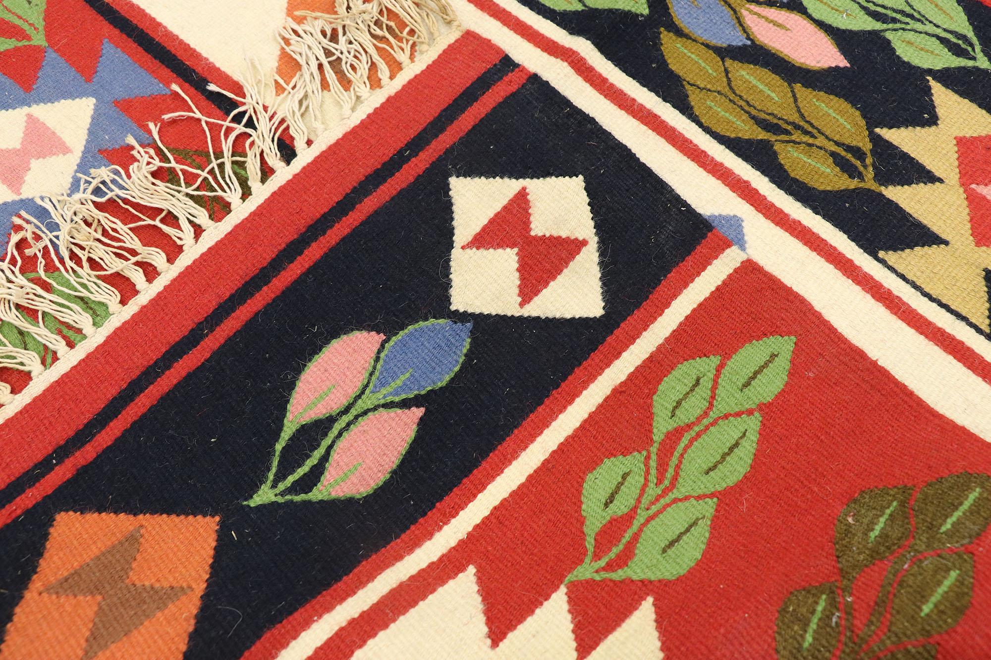 20th Century Handwoven Vintage Romanian Kilim Rug For Sale