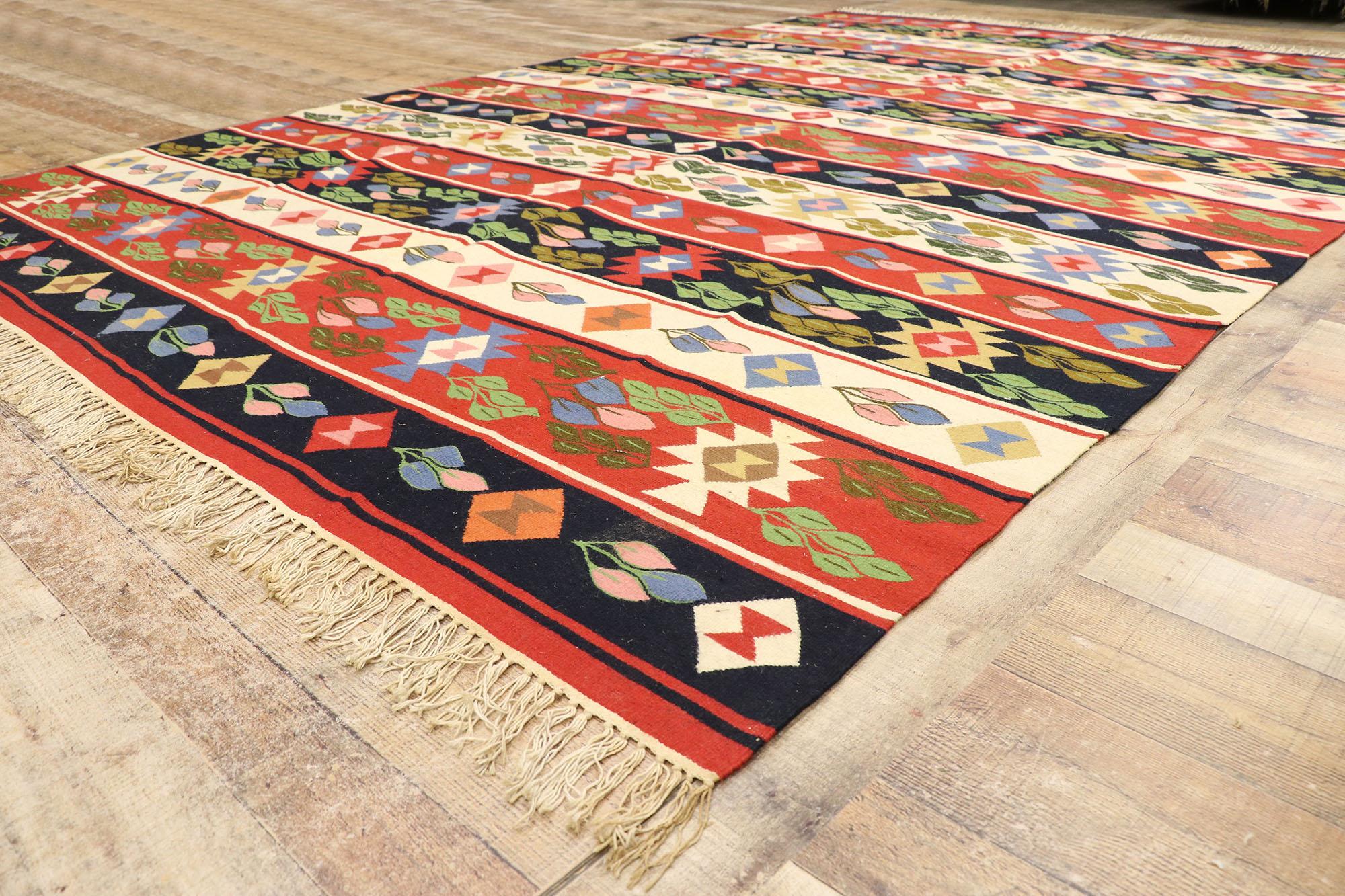 Wool Handwoven Vintage Romanian Kilim Rug For Sale