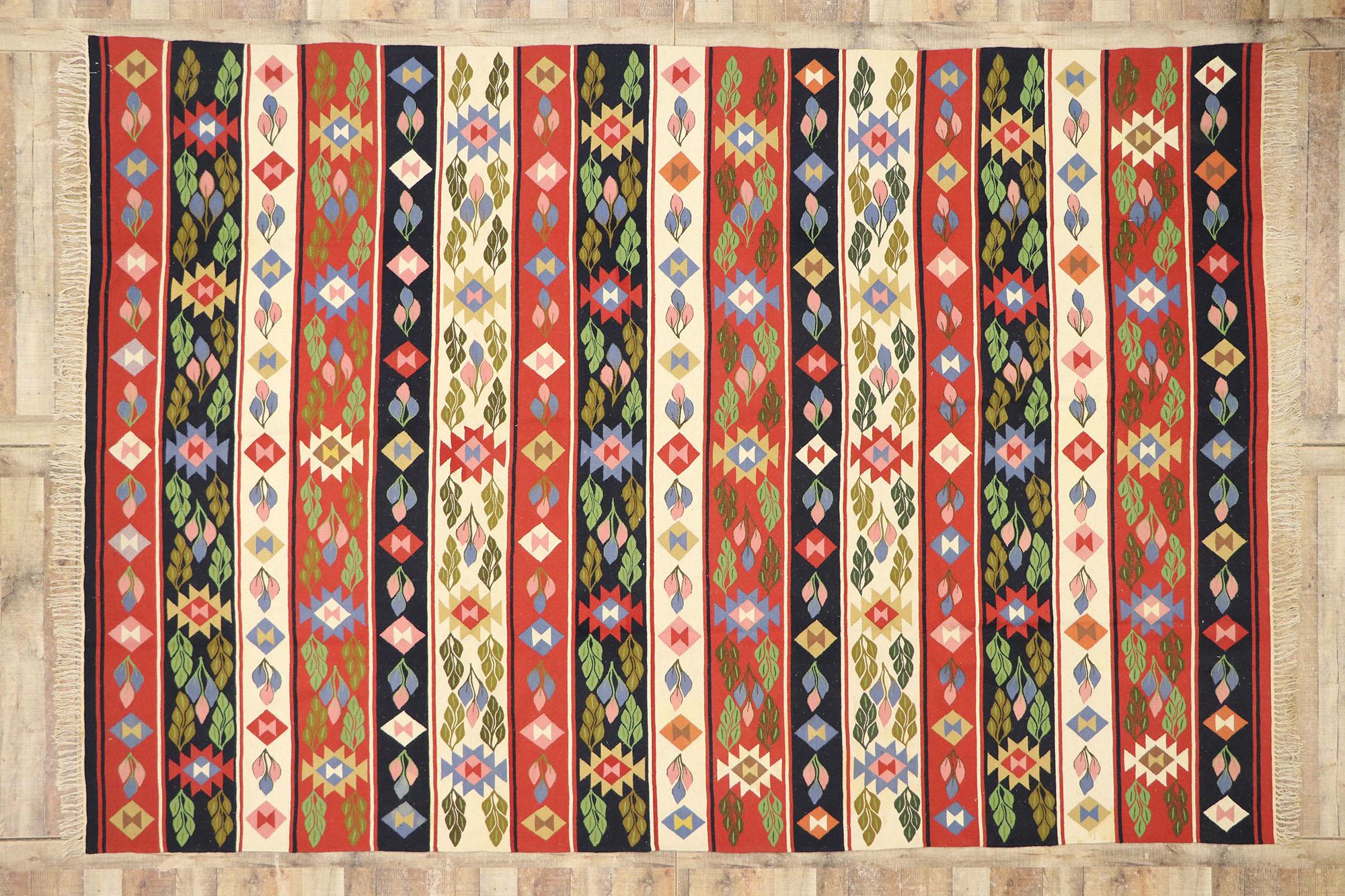 Alfombra Kilim Rumana de Oltenia de 1970 con Estilo Tradicional en venta 1