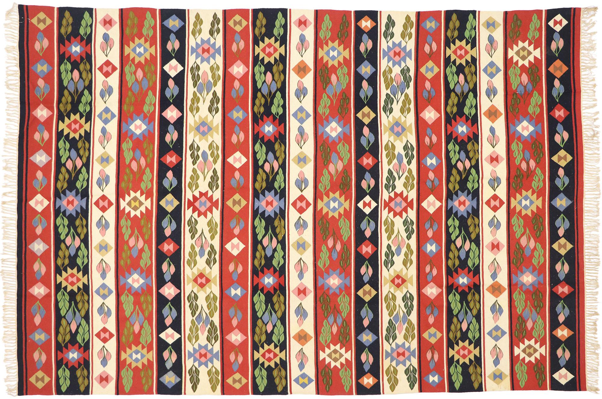 Alfombra Kilim Rumana de Oltenia de 1970 con Estilo Tradicional en venta 2