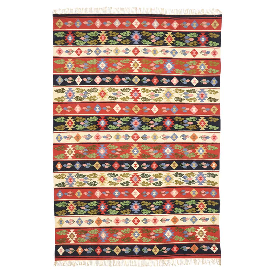 Vintage Romanian Area Rug with Cloudband Design For Sale at 1stDibs