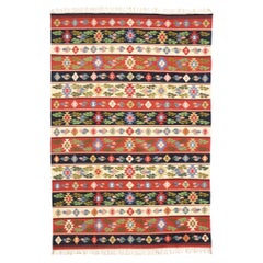Handgewebter rumänischer Kilim-Teppich im Vintage-Stil