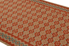 Handwoven Vintage Rug in Orange Beige Geometric All-Over Pattern by Rug & Kilim