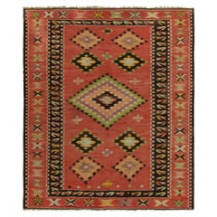 Handwoven Vintage Kilim in Red, Brown and Green Medallion Pattern by Rug & Kilim