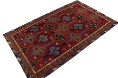 Handwoven Vintage Tribal Kilim in Red, Blue Geometric Pattern by Rug & Kilim