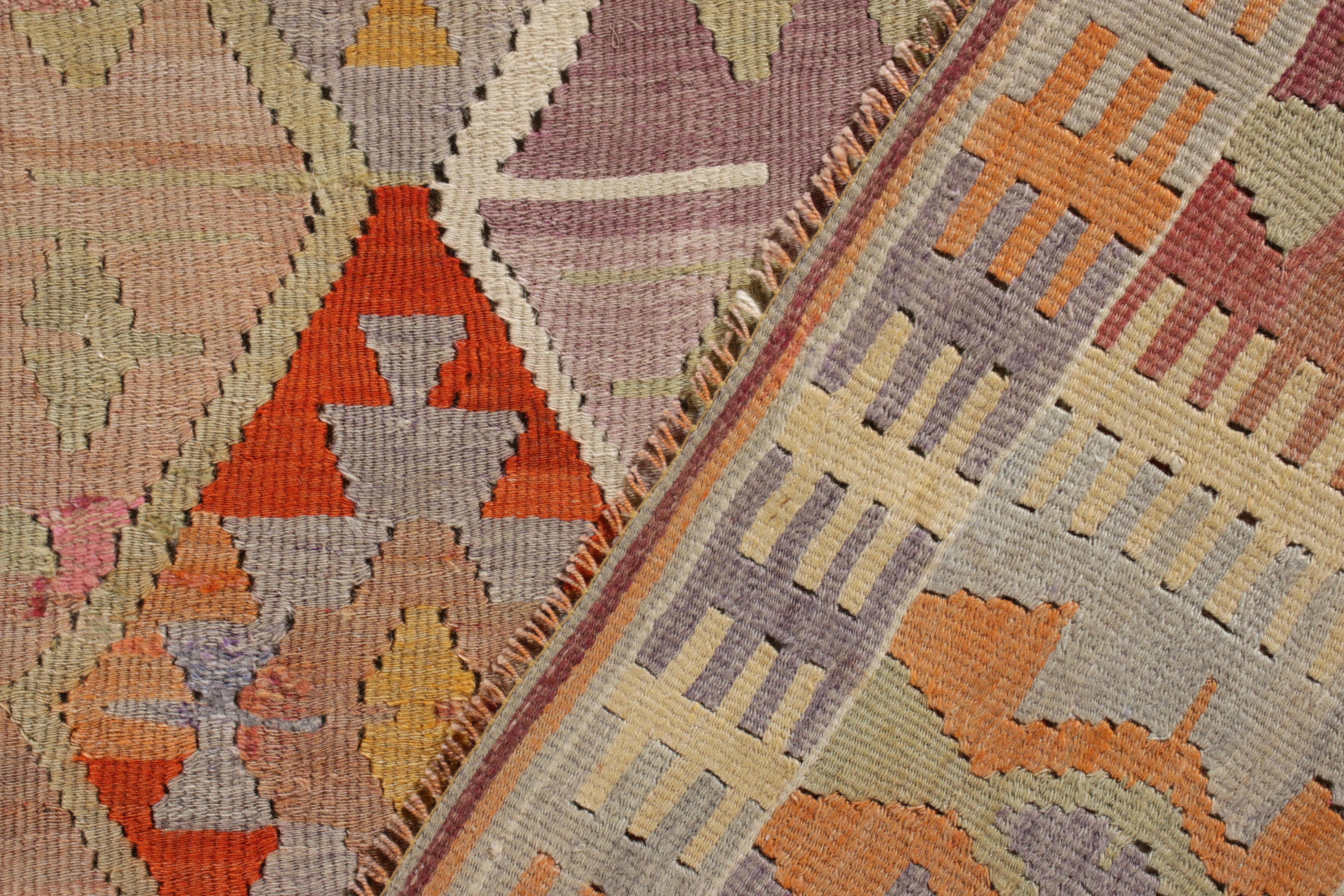 Vintage Tribal Kilim Rug in Beige & Blue All Over Geometric Pattern In Good Condition For Sale In Long Island City, NY