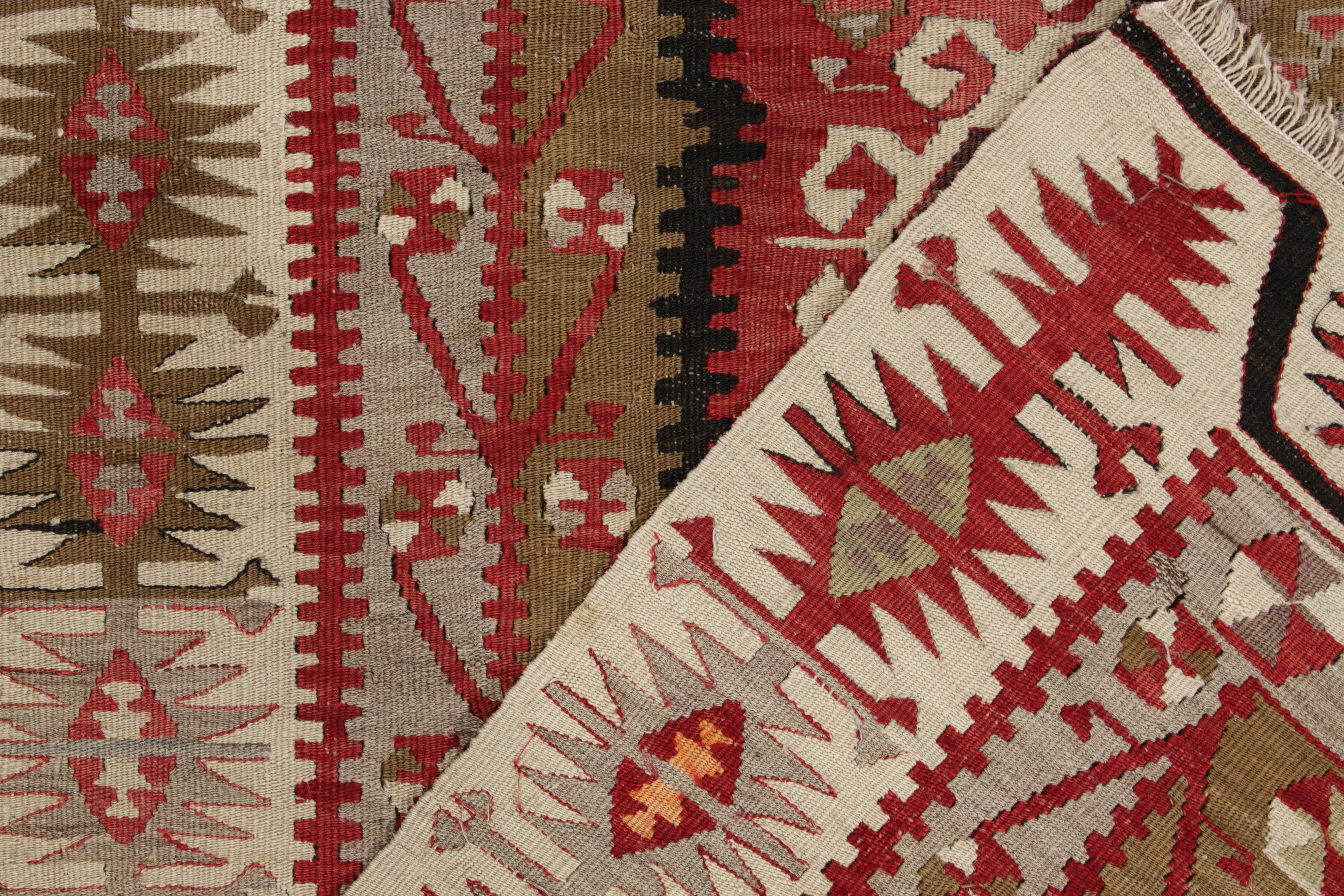 Hand-Knotted Vintage Kayseri Kilim Rug, Red, Beige-Brown Geometric Pattern by Rug & Kilim For Sale