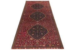 Handwoven Vintage Turkish Kilim Rug in Maroon Geometric Pattern by Rug & Kilim