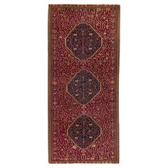 Handwoven Vintage Turkish Kilim Rug in Maroon Geometric Pattern by Rug & Kilim