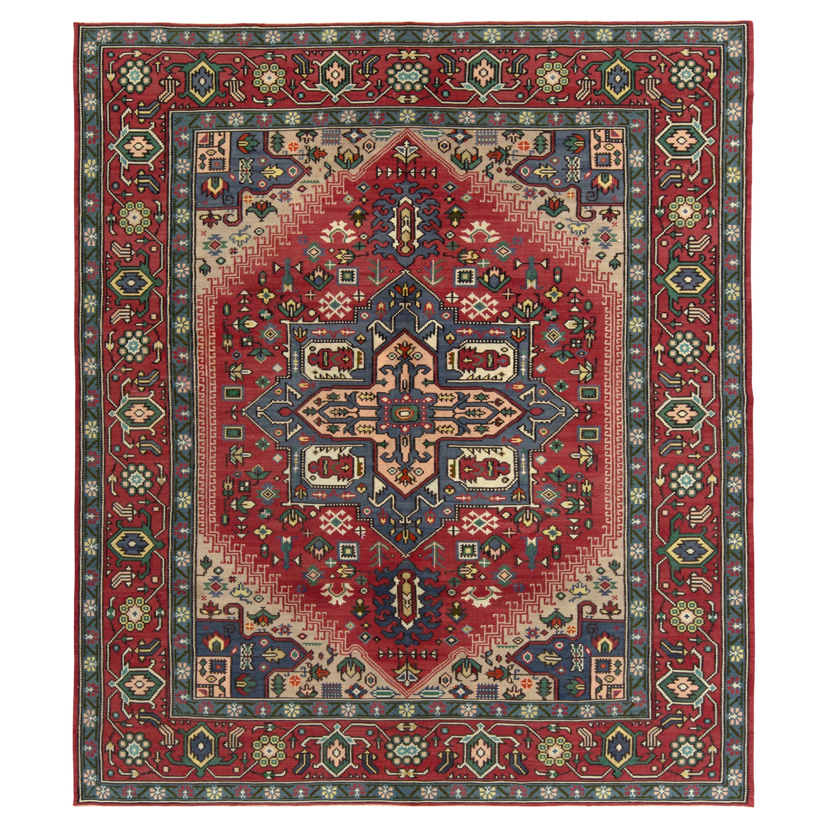 HandKnotted Vintage Turkish Rug in BeigeBrown Medallion Pattern by Rug and Kilim For Sale at
