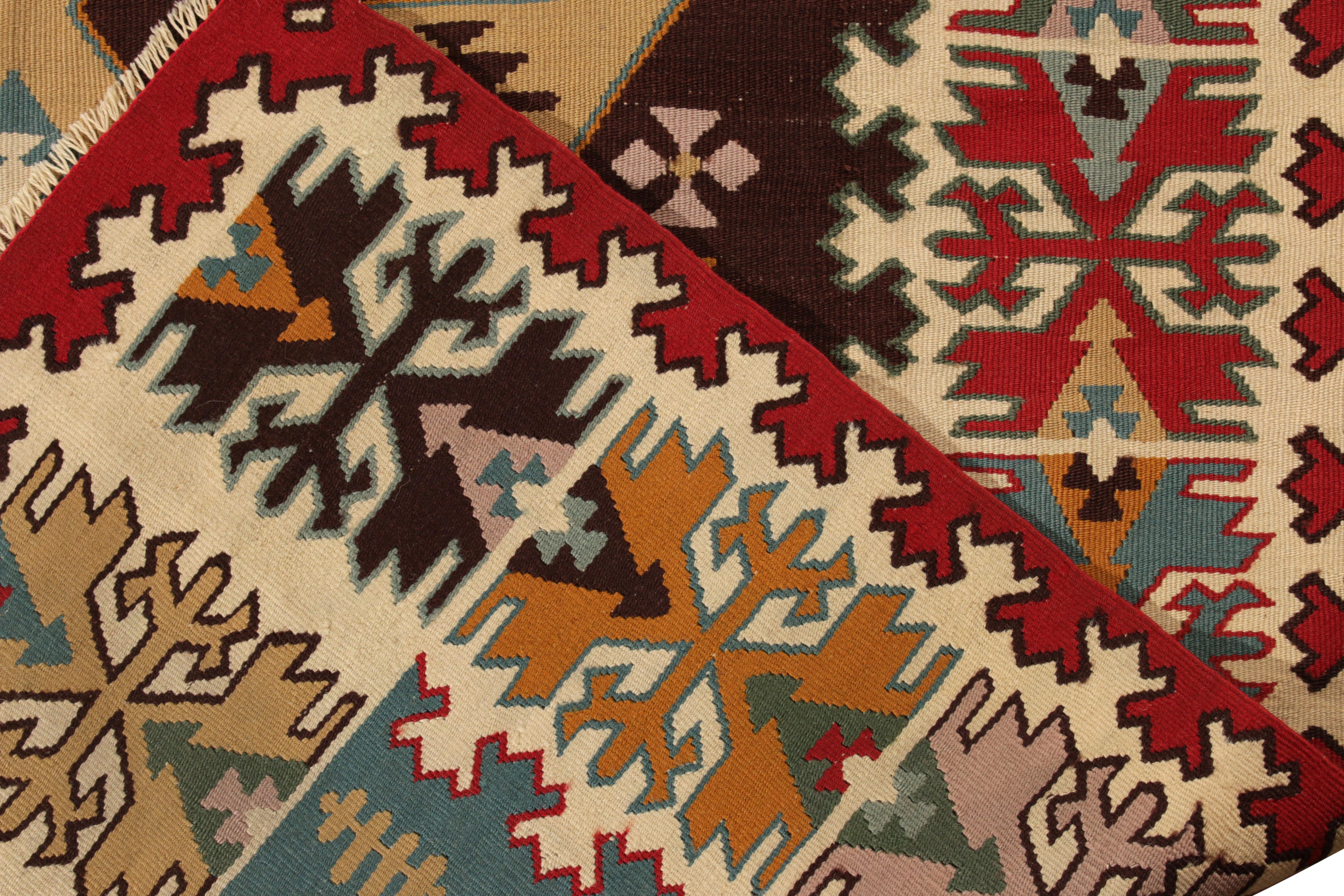 Mid-20th Century Vintage Turkish Kilim Rug in Multicolor, Tribal Geometric Pattern by Rug & Kilim For Sale