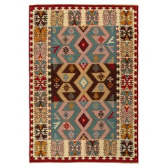 Vintage Turkish Kilim Rug in Multicolor, Tribal Geometric Pattern by Rug & Kilim
