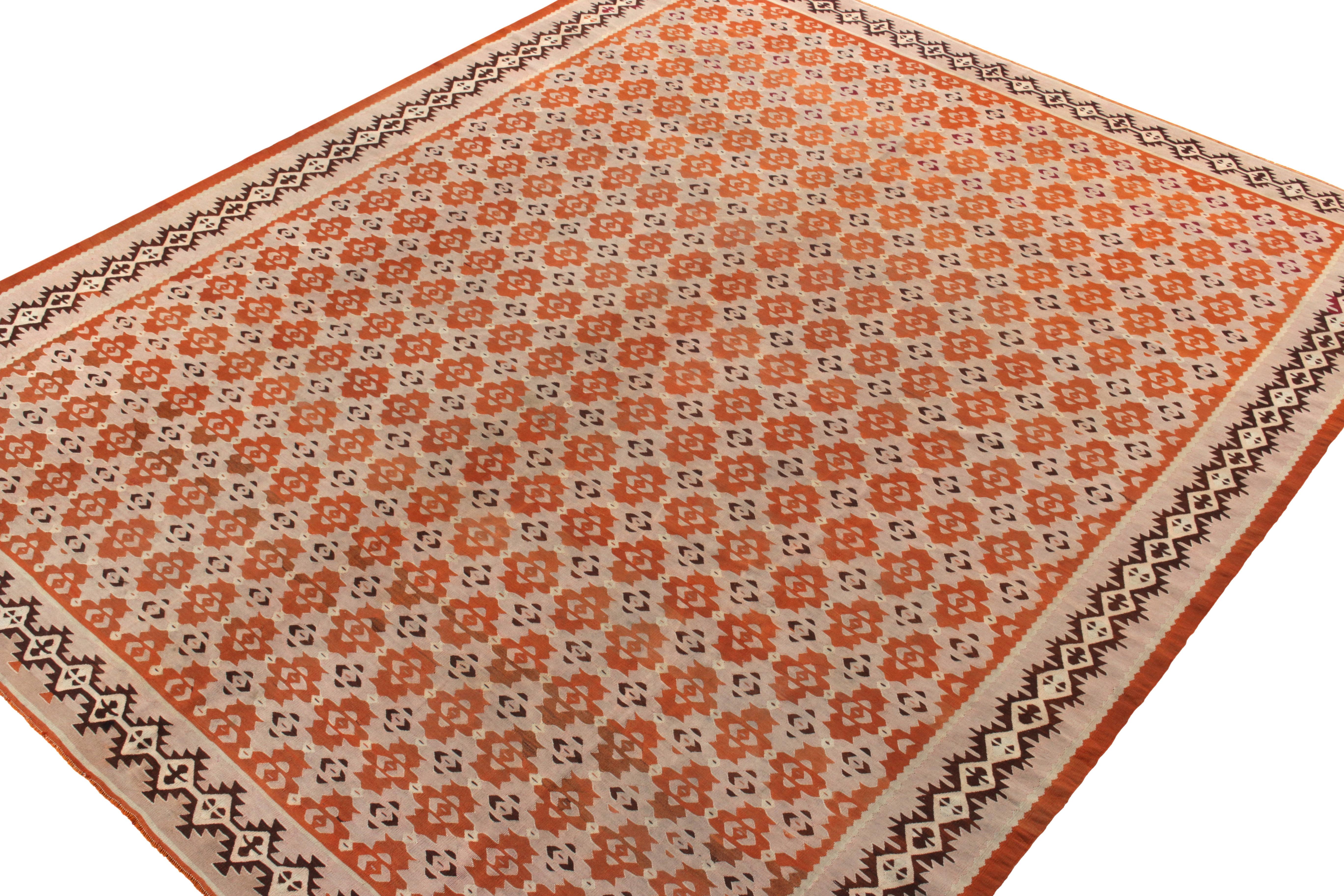 Tribal Handwoven Vintage Kilim Rug in Pink, Brown Geometric Pattern by Rug & Kilim For Sale