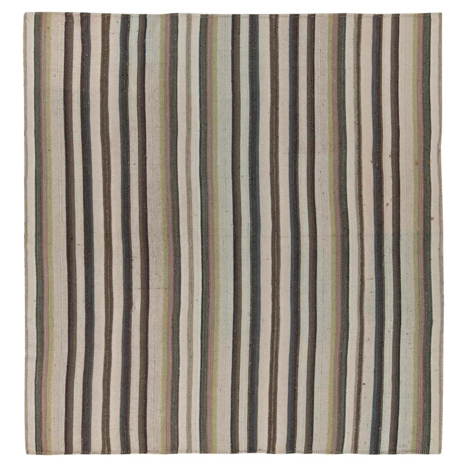 Striped Patterned Rug Handwoven Vintage Turkish rug in Polychromatic Striped Pattern by Rug ...