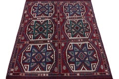 Vintage Turkish Kilim Rug in Wine, Teal & White Geometric Pattern by Rug & Kilim