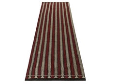 Vintage Turkish Kilim Runner in Black, White Embroidered Stripes by Rug & Kilim