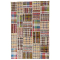 6.7x10 Ft Handwoven Vintage Turkish Kilims Re-Imagined, Custom Patchwork Rug