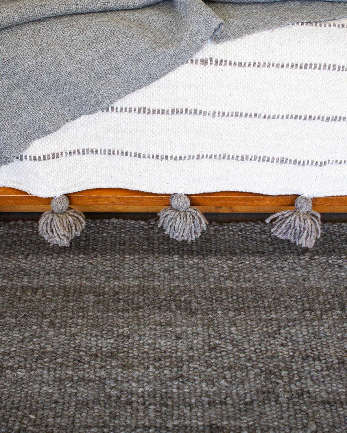 Handwoven Washed Grey Wool Rug 4'x6' Organic Modern Textured Style, in Stock In New Condition In West Hollywood, CA