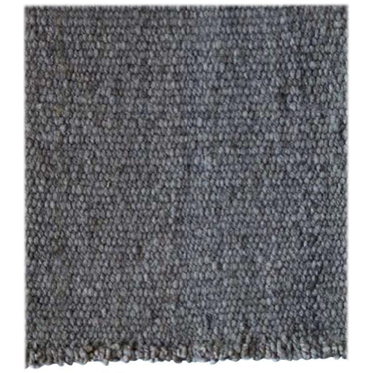 Handwoven Washed Grey Wool Rug, Organic Modern Textured Style, in Stock