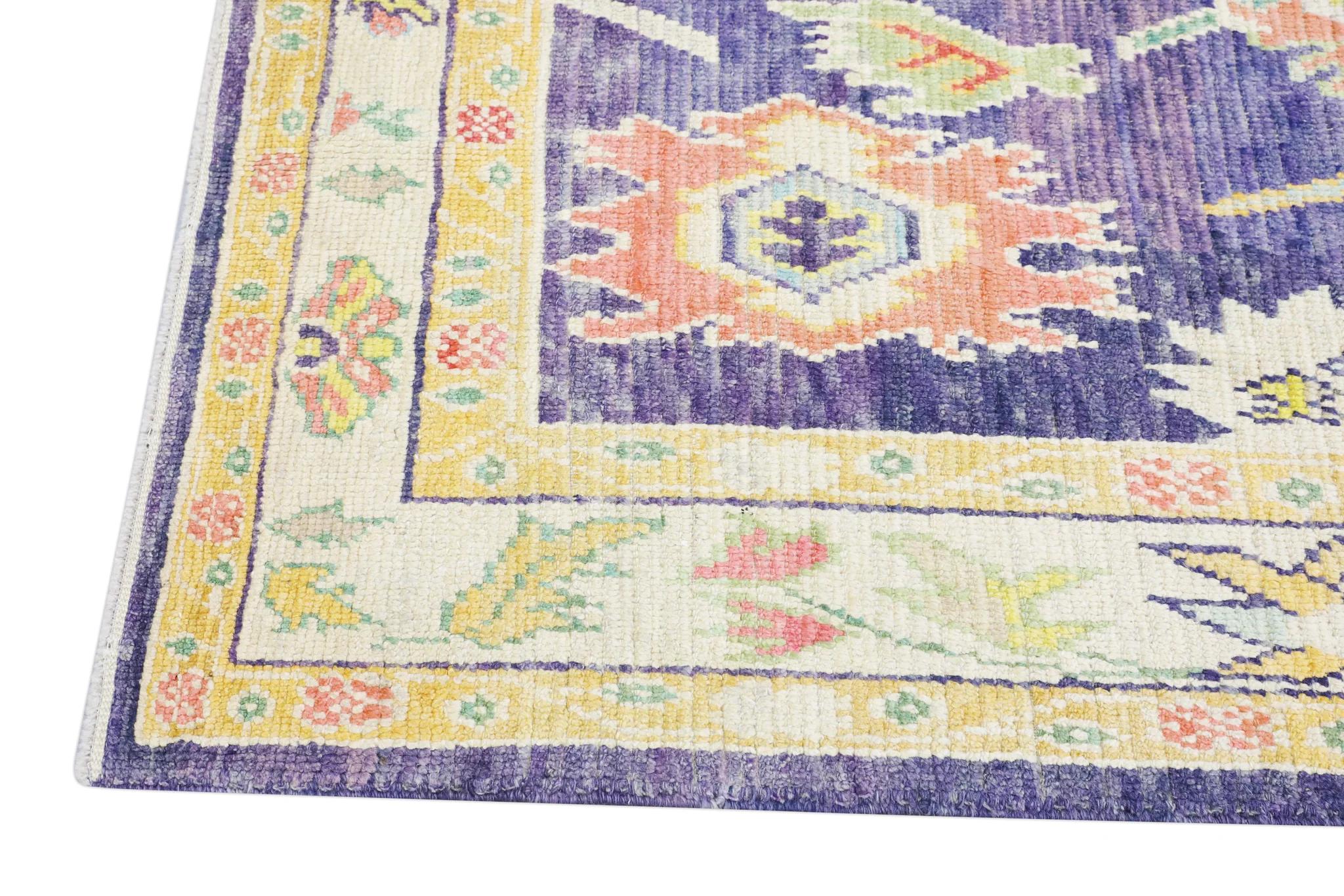 Handwoven Wool Carpet Turkish Oushak Rug 5'6