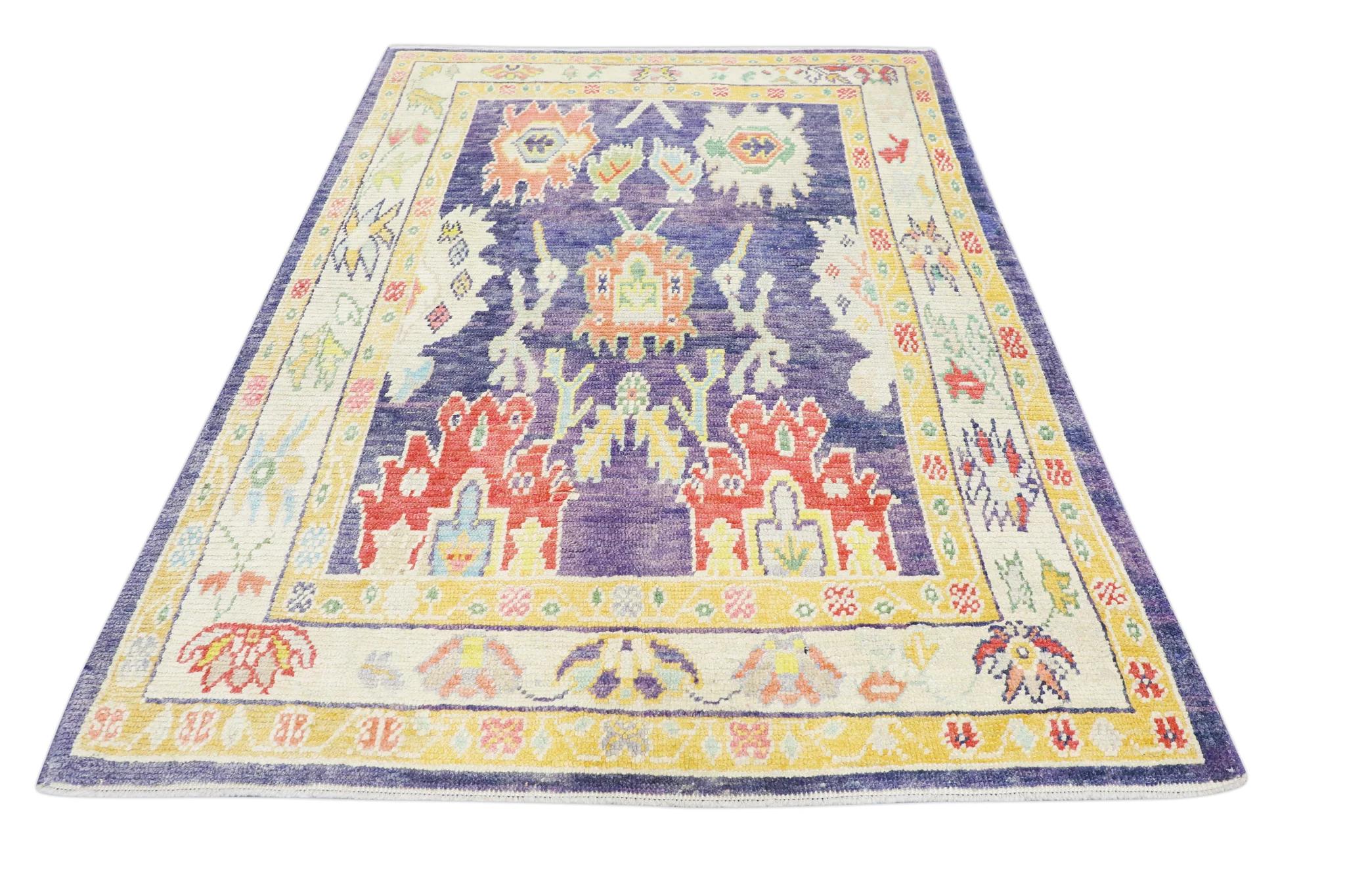 Handwoven Wool Carpet Turkish Oushak Rug 5'6