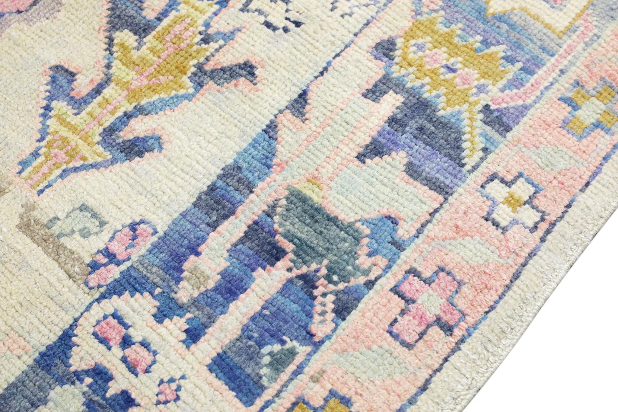 Contemporary Handwoven Wool Carpet Turkish Oushak Rug 5'7