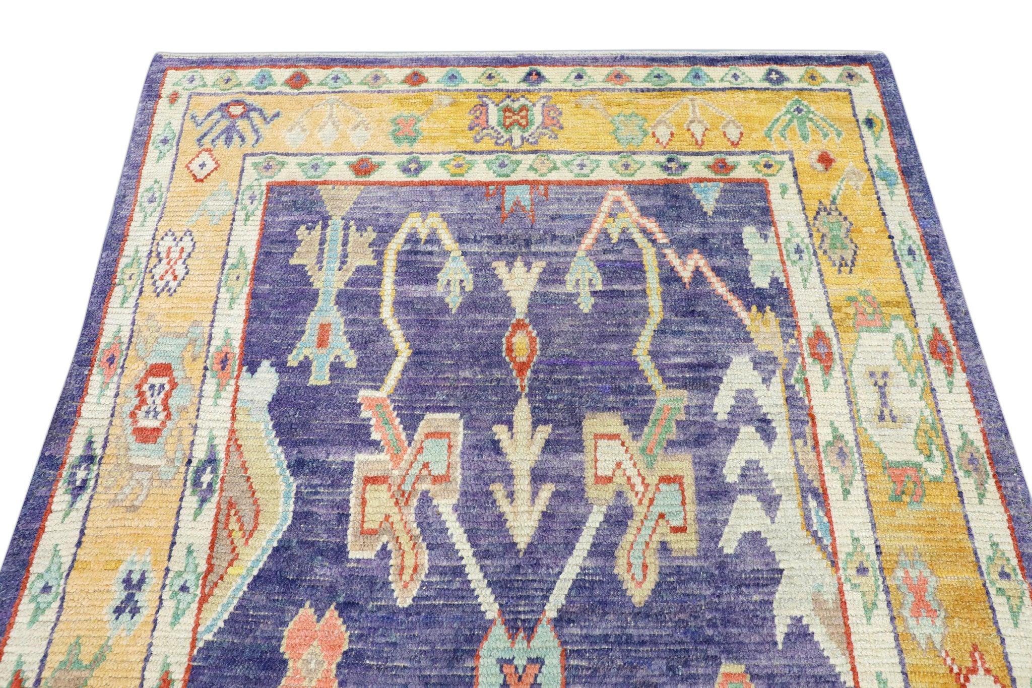 Vegetable Dyed Handwoven Wool Carpet Turkish Oushak Rug 5'4