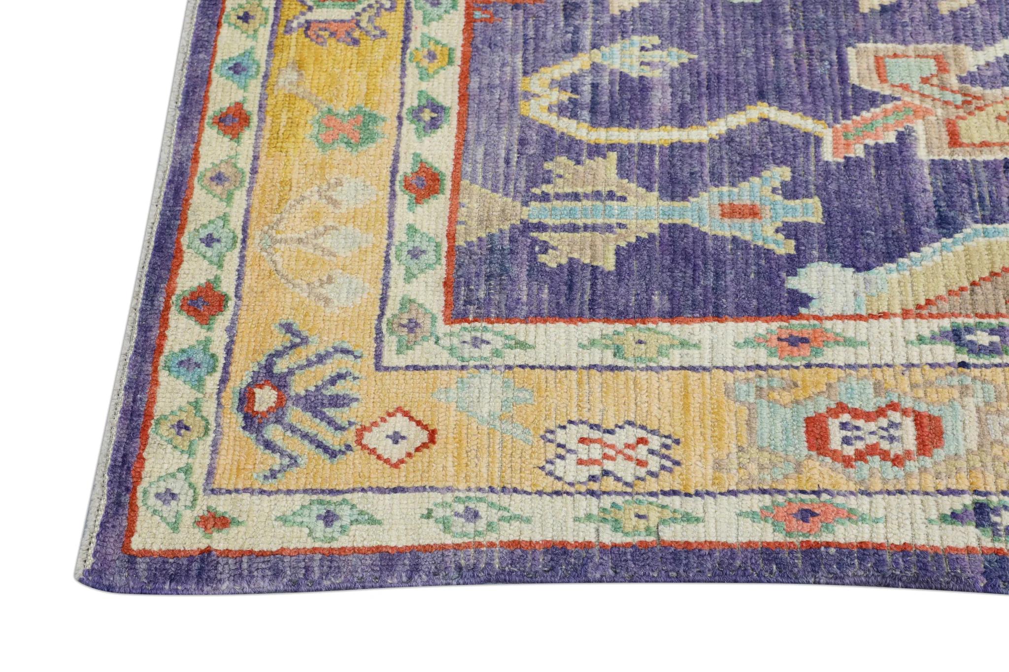 Handgewebter türkischer Oushak-Teppich aus Wolle 5'4