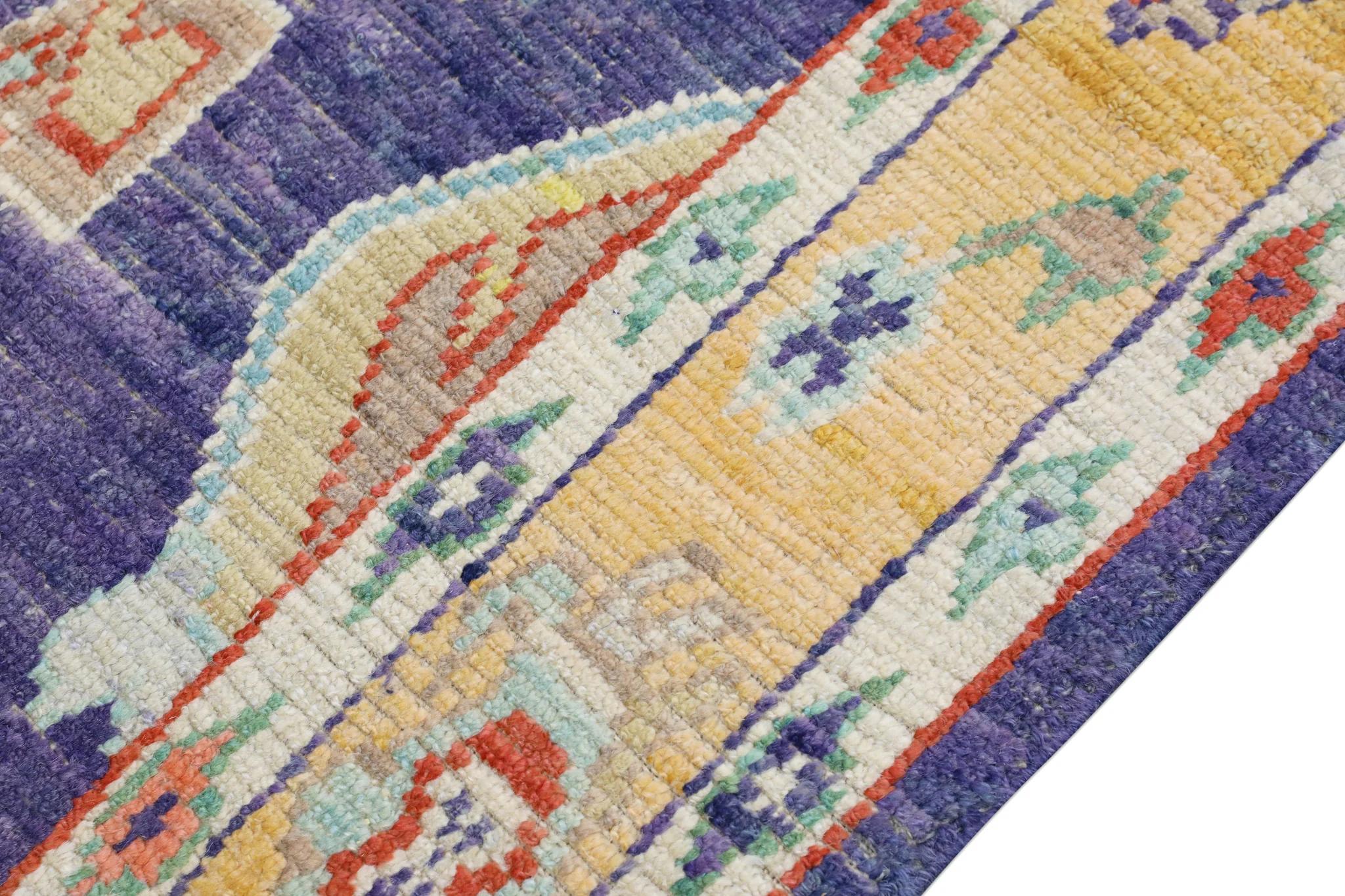 Contemporary Handwoven Wool Carpet Turkish Oushak Rug 5'4
