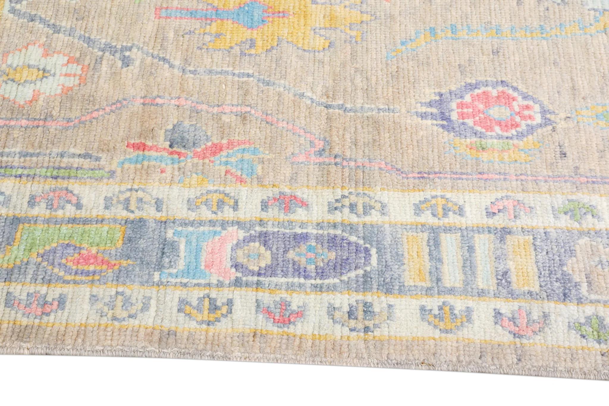Handwoven Wool Carpet Turkish Oushak Rug 5'5