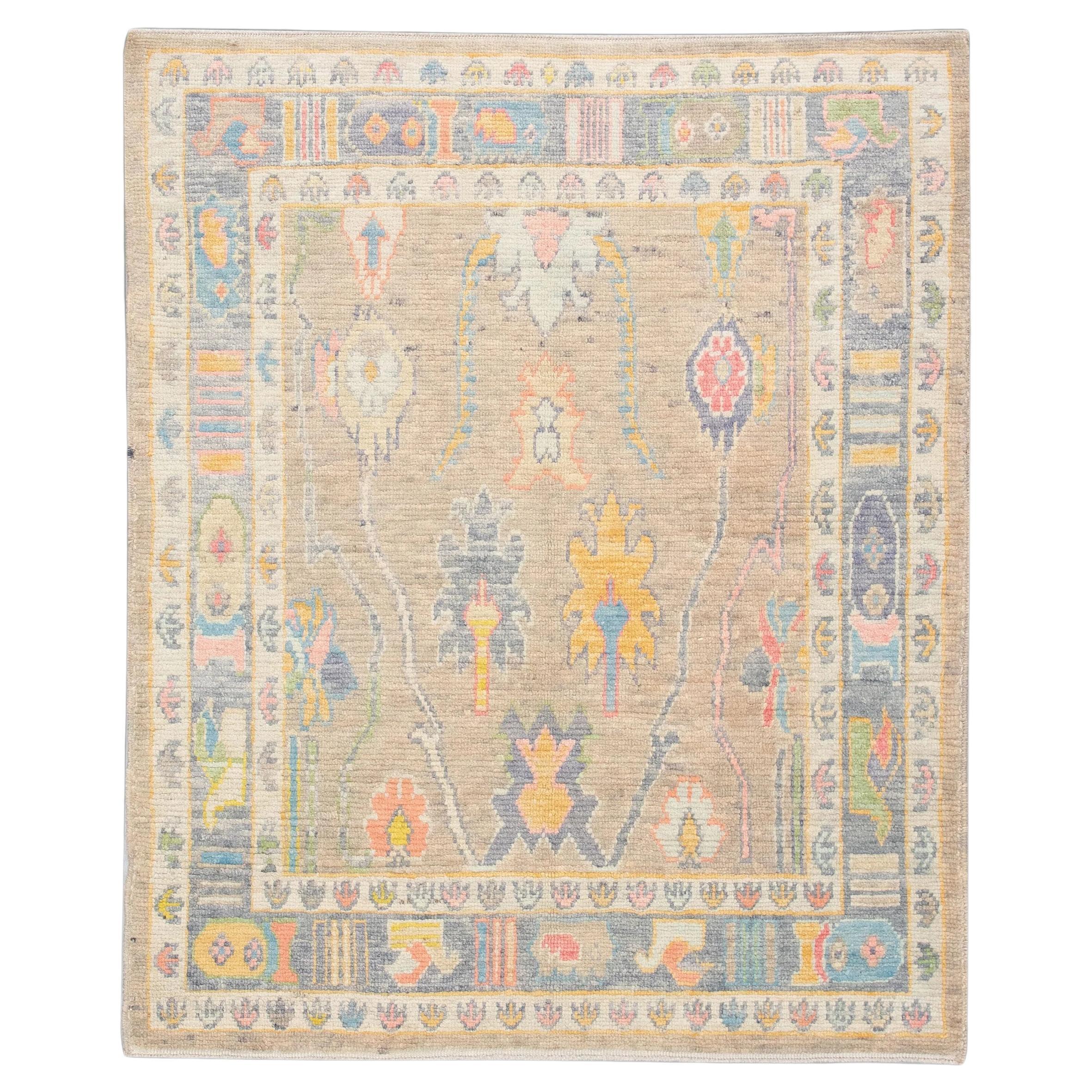 Handwoven Wool Carpet Turkish Oushak Rug 5'5" x 6'8" #4585 