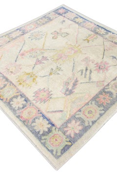 Tappeto Oushak turco in lana intrecciata a mano 5'7" x 5'6" #4588