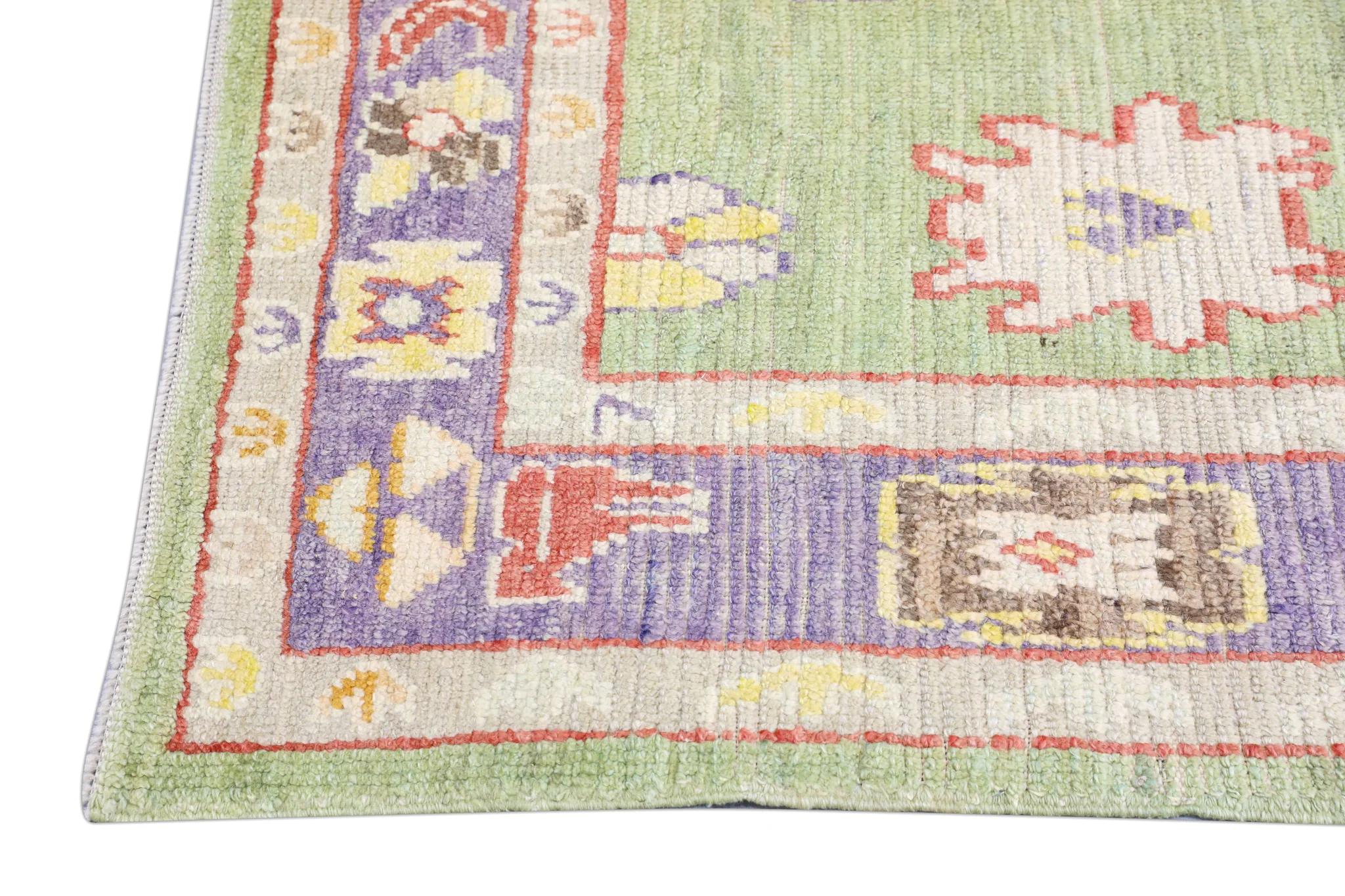 Vegetable Dyed Handwoven Wool Carpet Turkish Oushak Rug 5'6