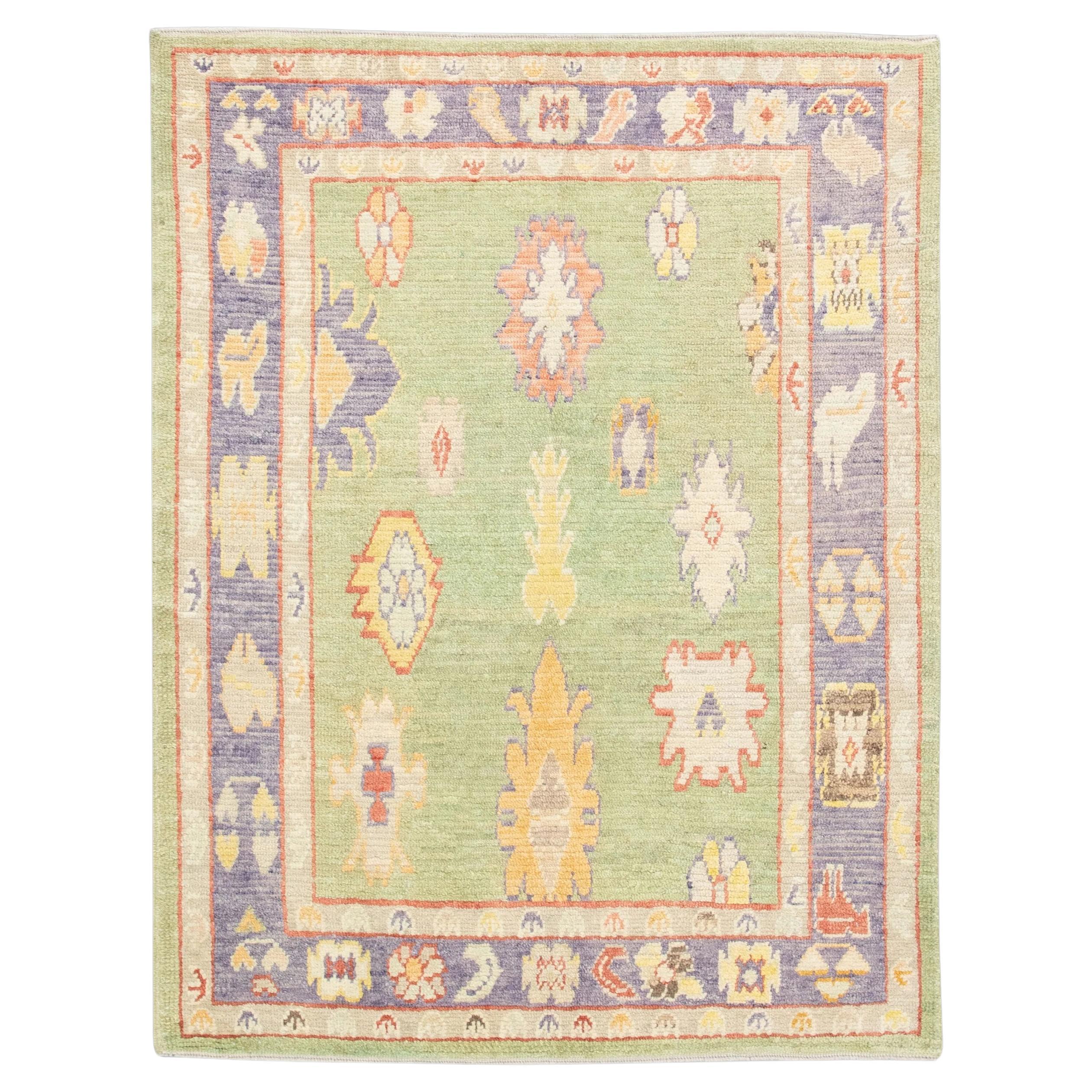 Handwoven Wool Carpet Turkish Oushak Rug 5'6" x 7'7" #4590 For Sale
