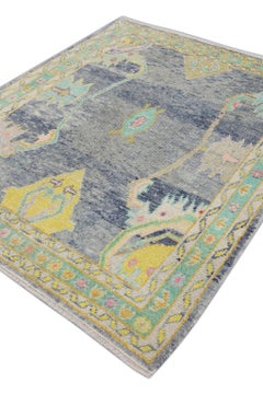 Tappeto Oushak turco in lana intrecciata a mano 5'7" x 6'11" #4600