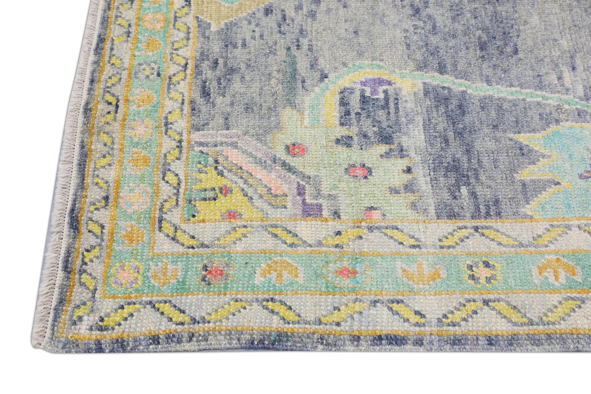 Handwoven Wool Carpet Turkish Oushak Rug 5'7