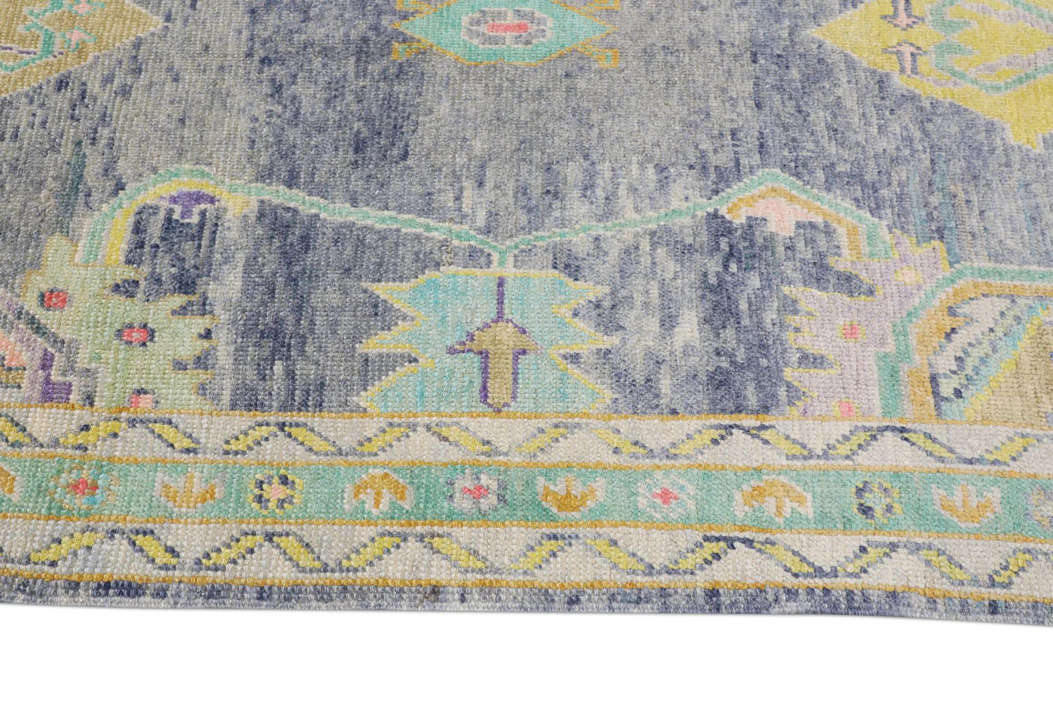 Handwoven Wool Carpet Turkish Oushak Rug 5'7