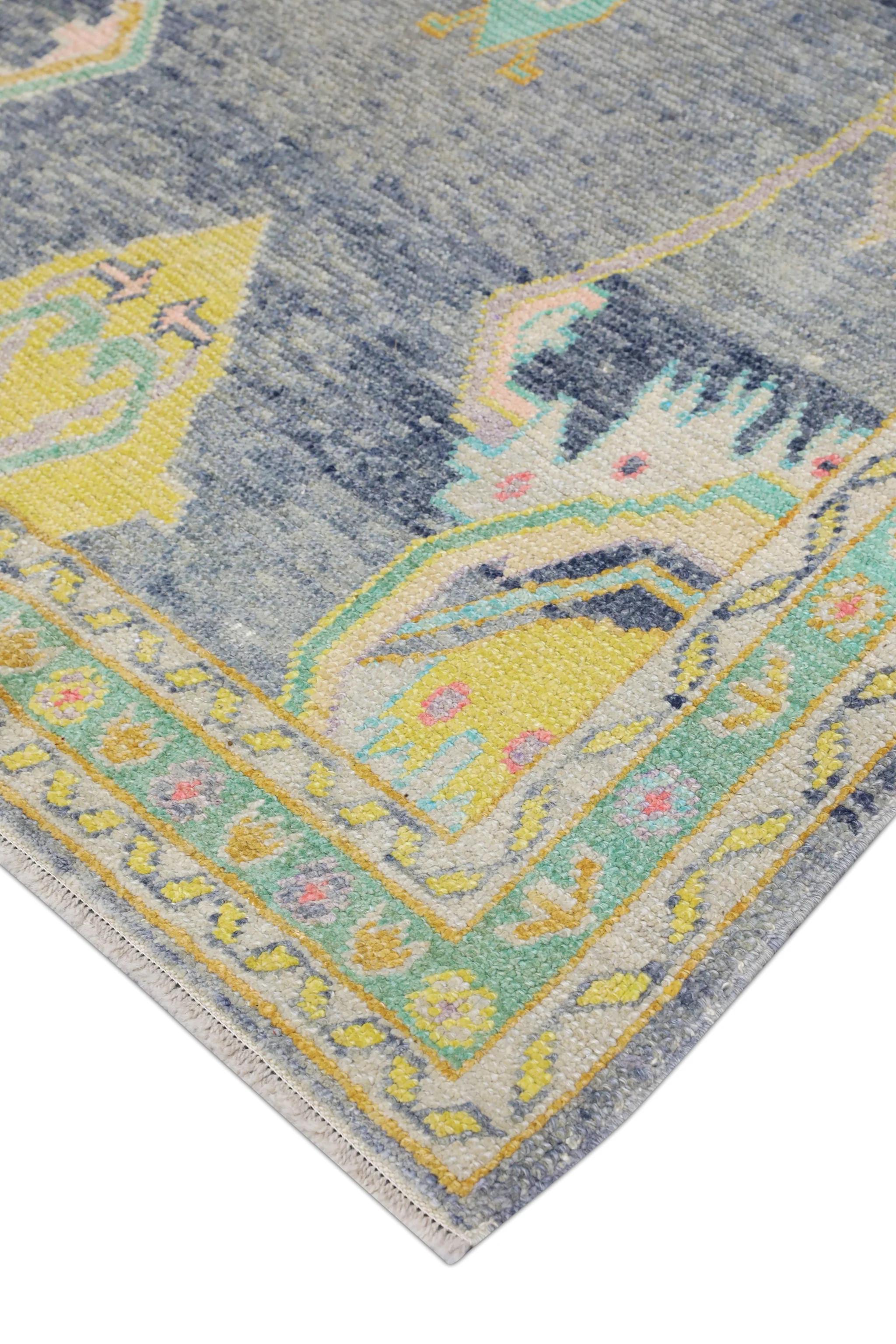 Handwoven Wool Carpet Turkish Oushak Rug 5'7