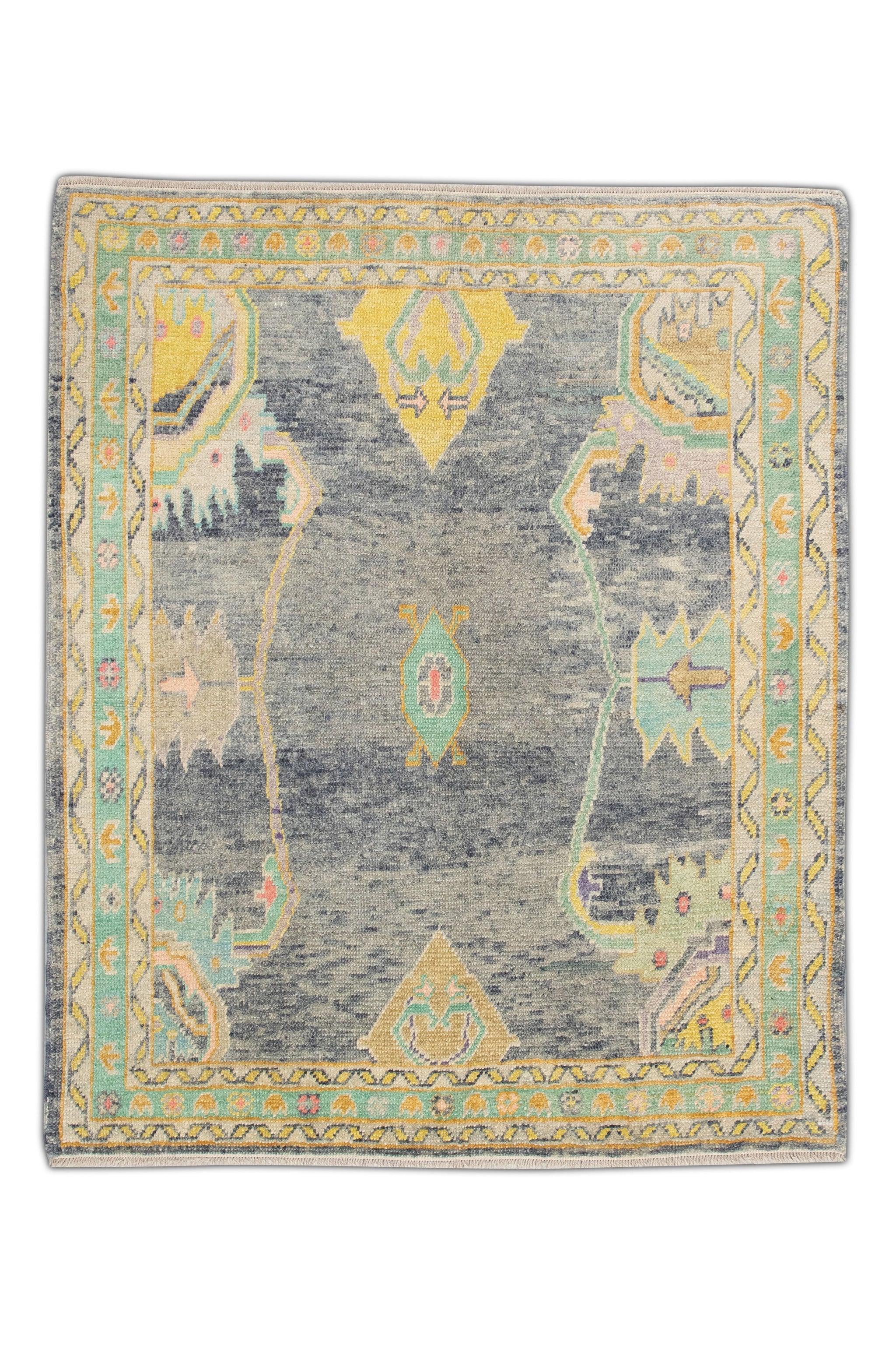 Handwoven Wool Carpet Turkish Oushak Rug 5'7" x 6'11" #4600