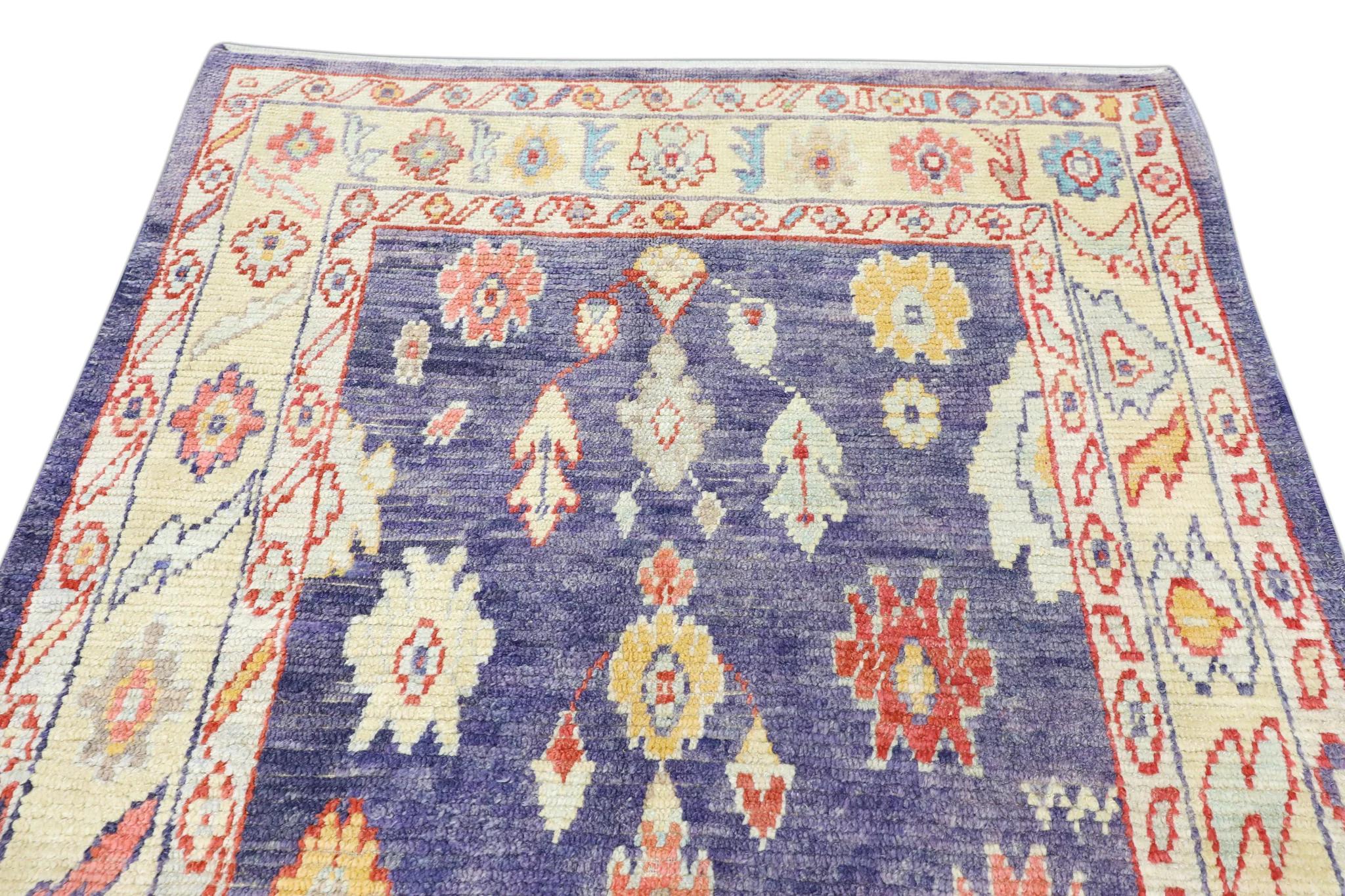 Hand-Woven Handwoven Wool  Carpet Turkish Oushak Rug 5'4
