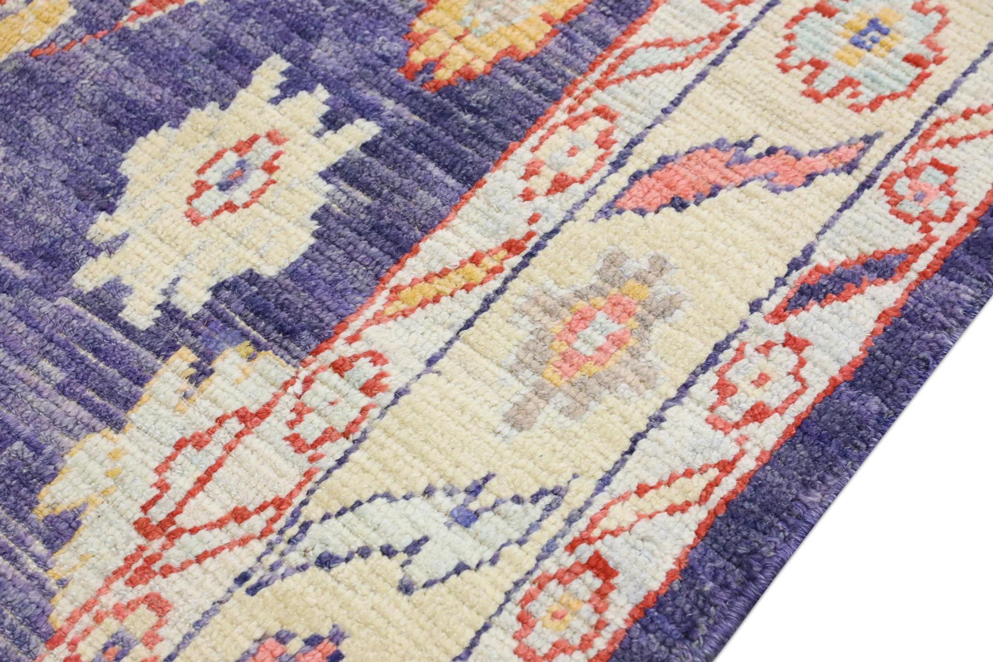 Contemporary Handwoven Wool  Carpet Turkish Oushak Rug 5'4