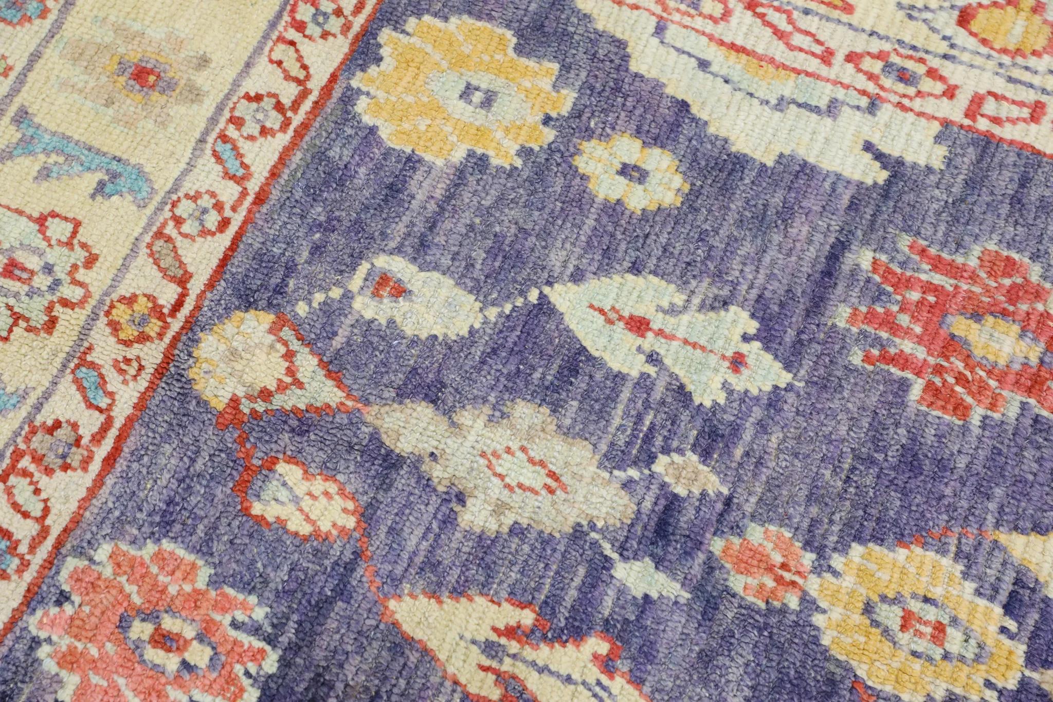 Handwoven Wool  Carpet Turkish Oushak Rug 5'4